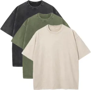 Men's Acid Wash T-Shirts Oversized Unisex T Shirt Cotton Short Sleeve Shirts Casual Tee for Women