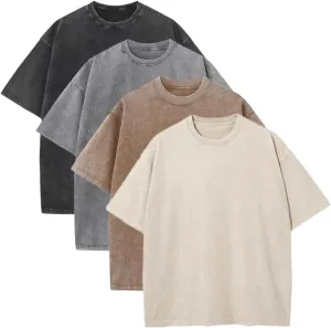 Men's Acid Wash T-Shirts Oversized Unisex T Shirt Cotton Short Sleeve Shirts Casual Tee for Women
