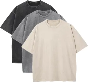 Men's Acid Wash T-Shirts Oversized Unisex T Shirt Cotton Short Sleeve Shirts Casual Tee for Women
