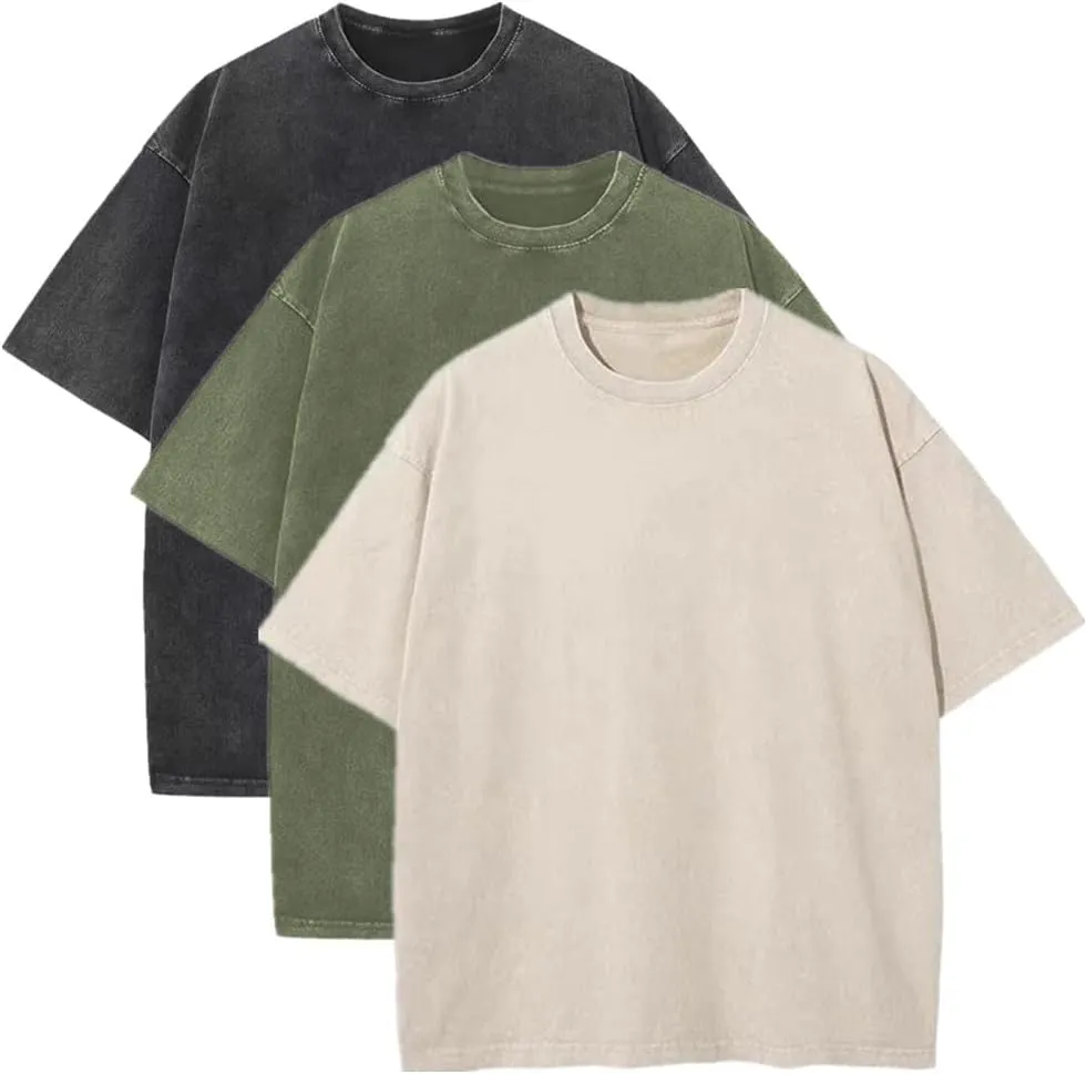 Men's Acid Wash T-Shirts Oversized Unisex T Shirt Cotton Short Sleeve Shirts Casual Tee for Women