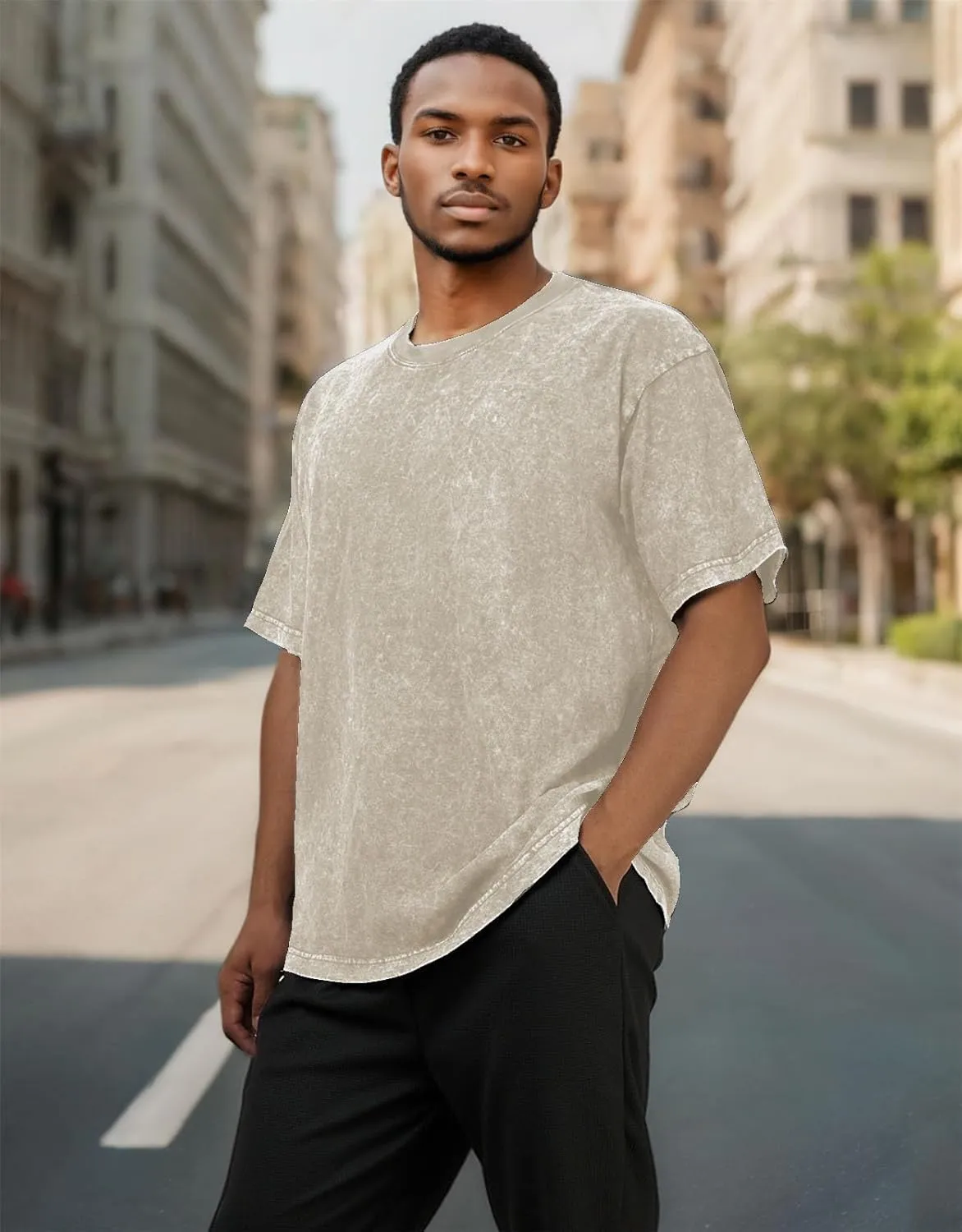 Men's Acid Wash T-Shirts Oversized Unisex T Shirt Cotton Short Sleeve Shirts Casual Tee for Women