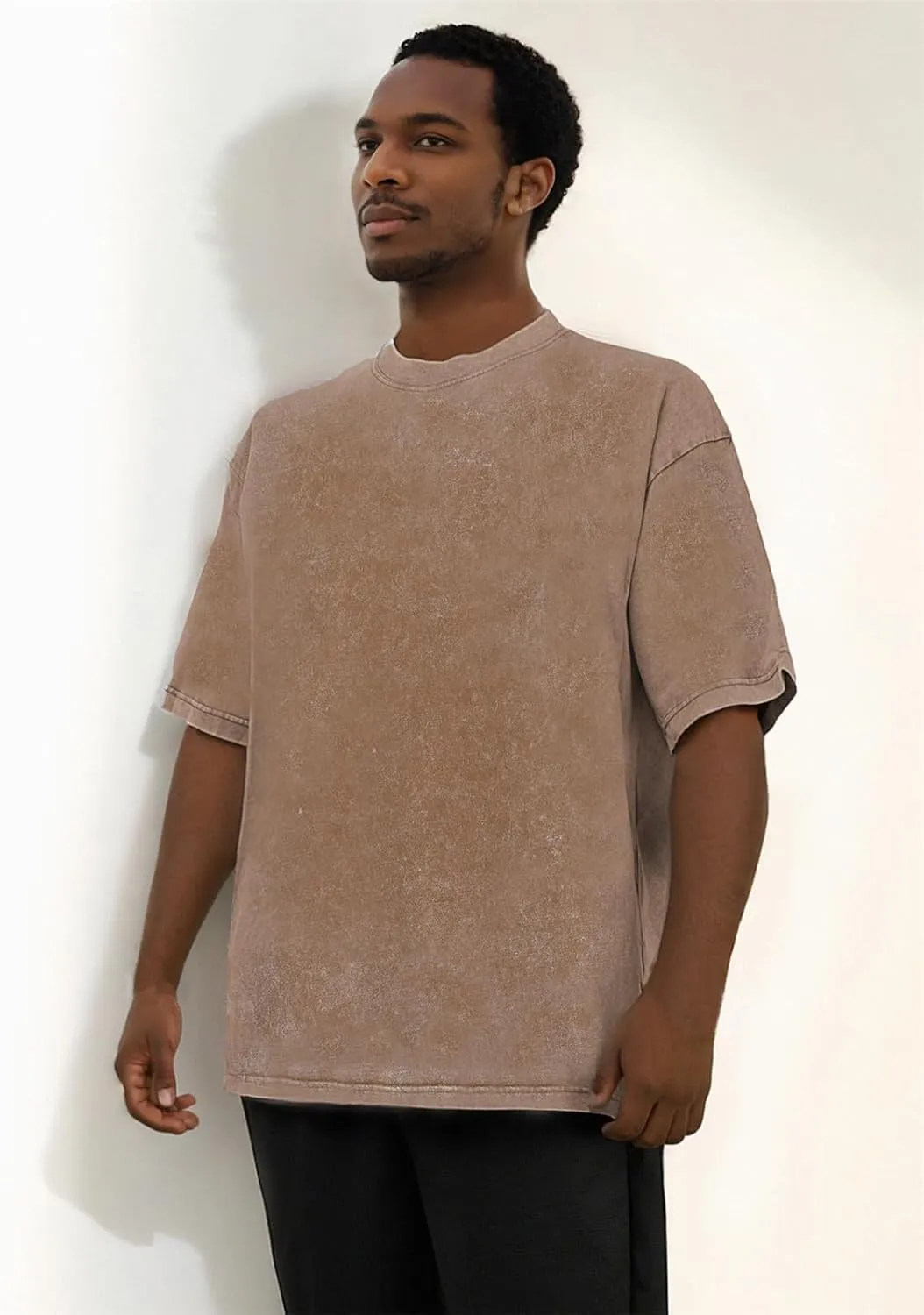 Men's Acid Wash T-Shirts Oversized Unisex T Shirt Cotton Short Sleeve Shirts Casual Tee for Women