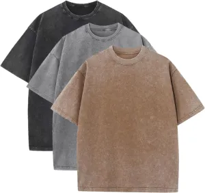 Men's Acid Wash T-Shirts Oversized Unisex T Shirt Cotton Short Sleeve Shirts Casual Tee for Women