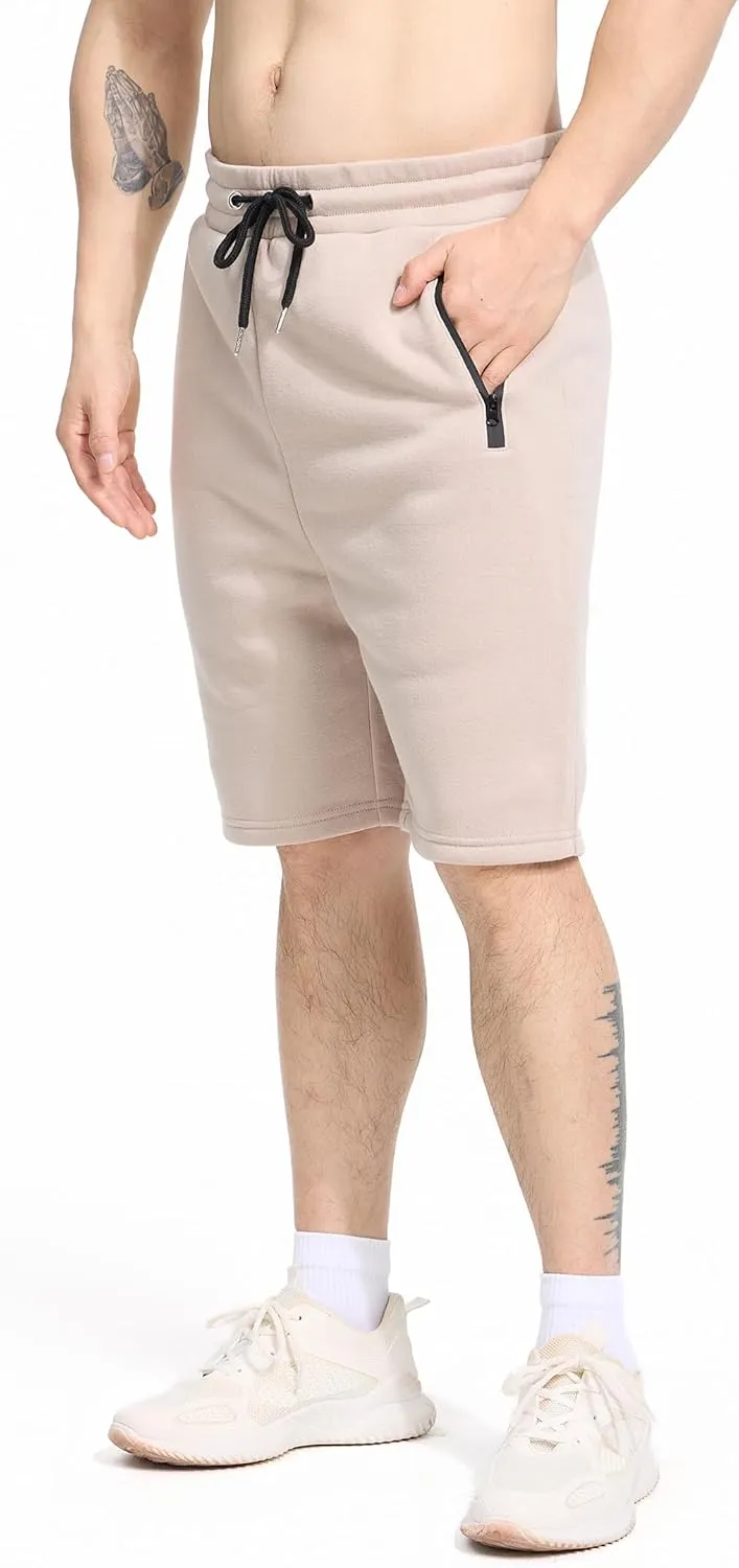 Mens Athletic Shorts 3 Pack Woven Dry Fit Gym Shorts with Zipper Pockets Drawstring for Activewear
