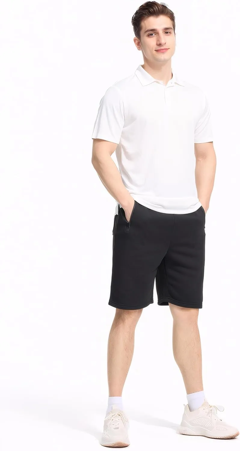 Mens Athletic Shorts 3 Pack Woven Dry Fit Gym Shorts with Zipper Pockets Drawstring for Activewear