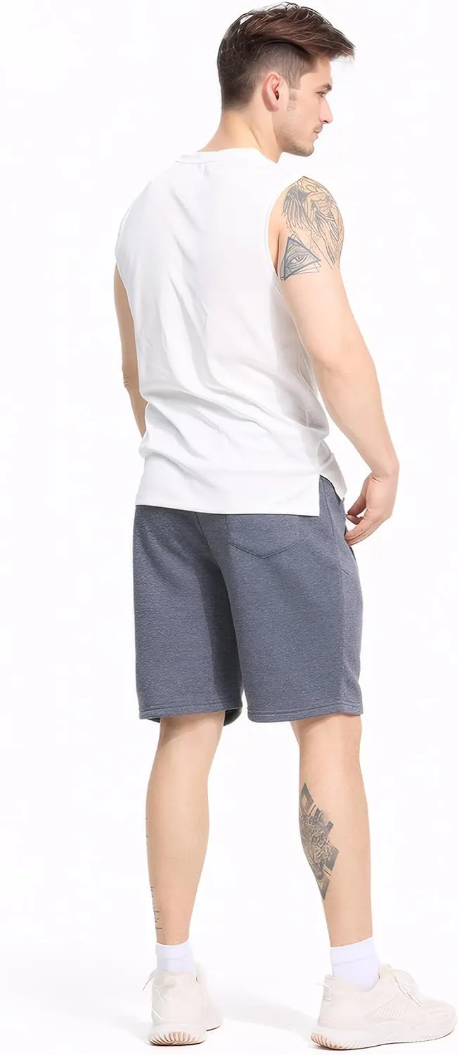 Mens Athletic Shorts 3 Pack Woven Dry Fit Gym Shorts with Zipper Pockets Drawstring for Activewear