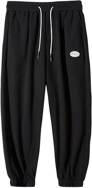 Mens Baggy Cargo Corduroy Pants Loose Fit Wide Leg Drawstring Sweatpants Elastic Waist Open Bottom Casual Pants