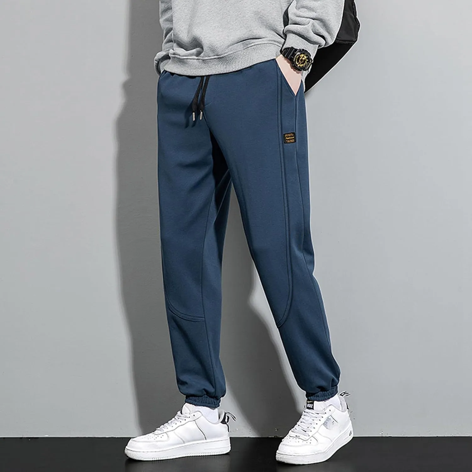Mens Baggy Cargo Corduroy Pants Wide Leg Loose Fit Drawstring Sweatpants Elastic Waist Open Bottom Casual Pants