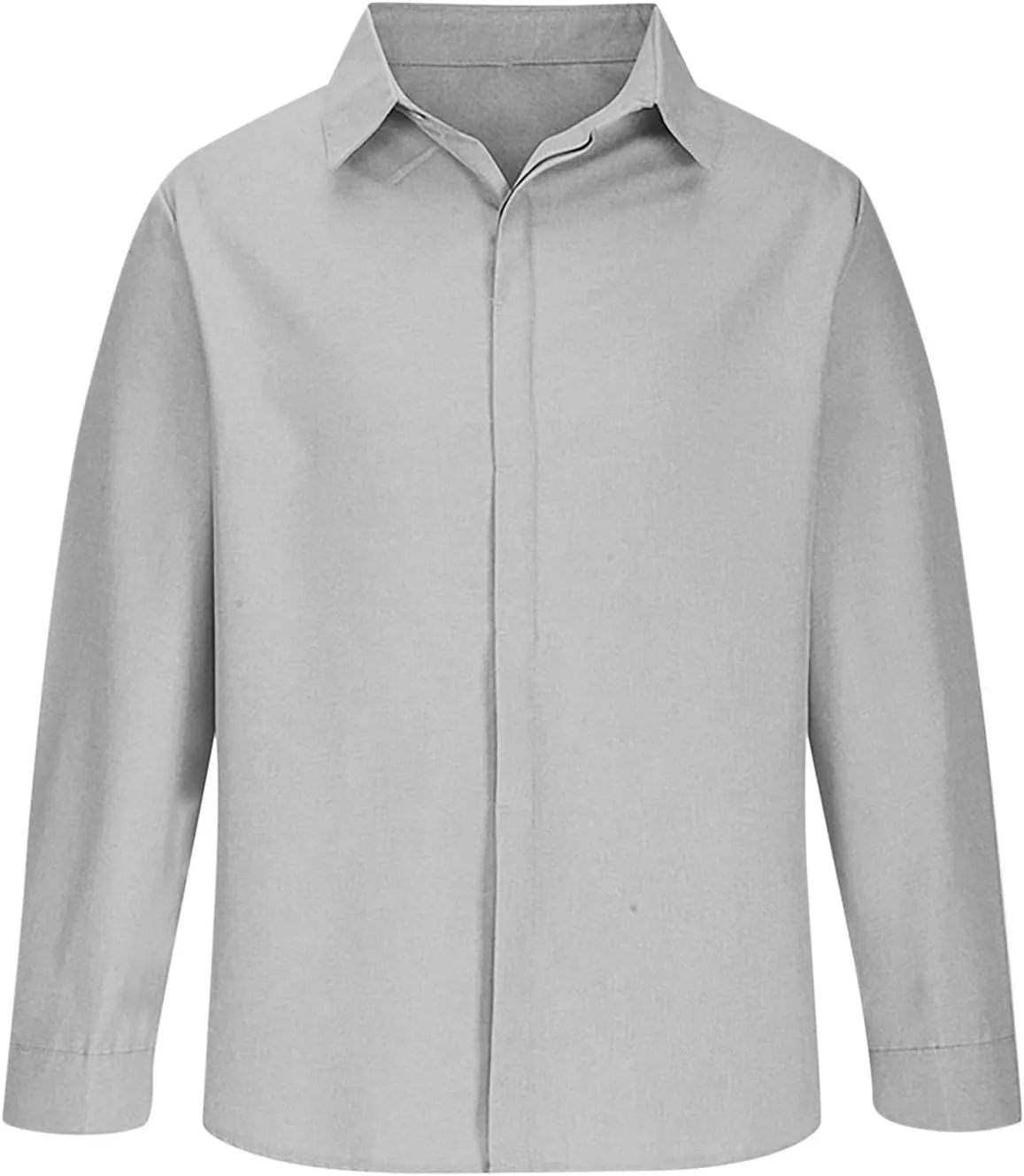 Men's Button Down Shirts Long Sleeve Lapel Collar Cardigan Tops Solid Color Basic Classic Fit Casual Tops