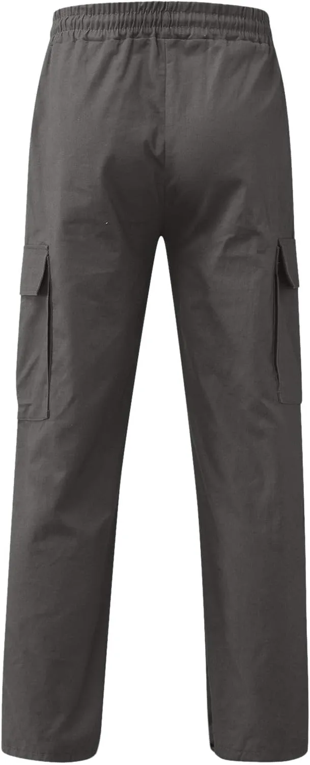 Mens Cargo Pants Casual Joggers, Big and Tall Athletic Pants, Cotton Loose Baggy Pants Straight Leg Sweatpants