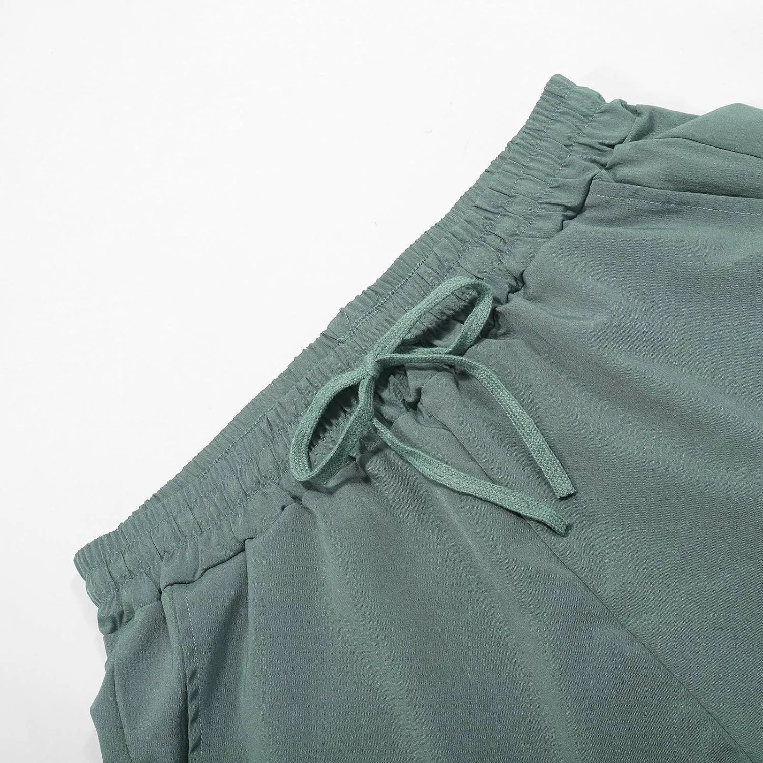 Mens Casual Linen Pants Drawstring Elastic Waist Straight Leg Pant Sports Pants Outdoor Hiking Trousers
