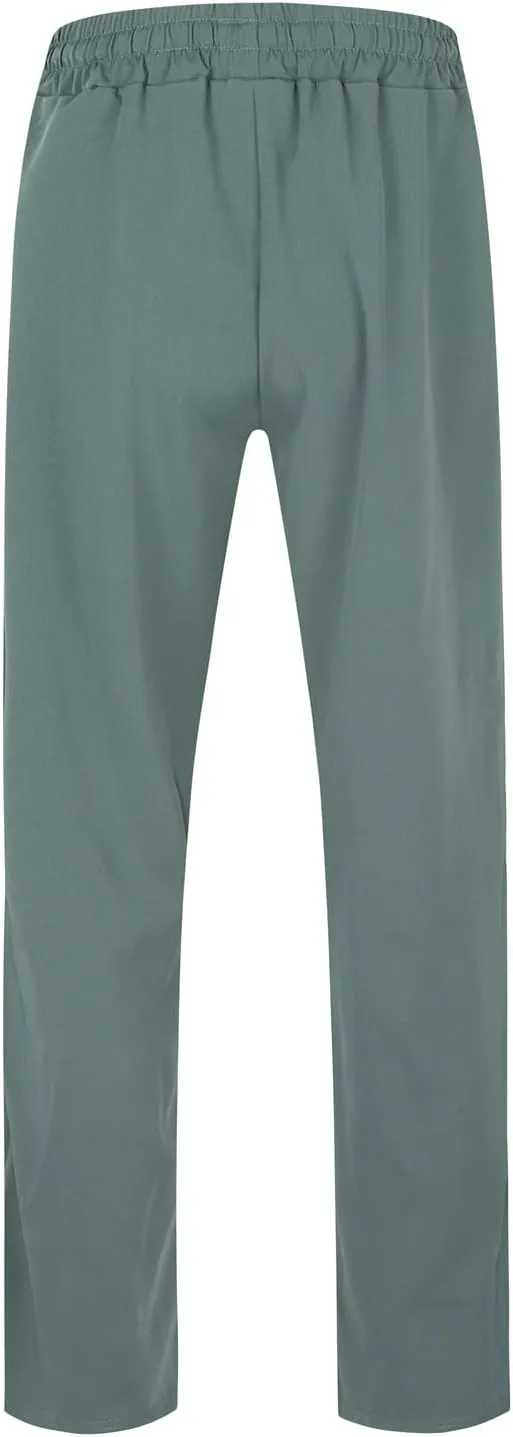 Mens Casual Linen Pants Drawstring Elastic Waist Straight Leg Pant Sports Pants Outdoor Hiking Trousers