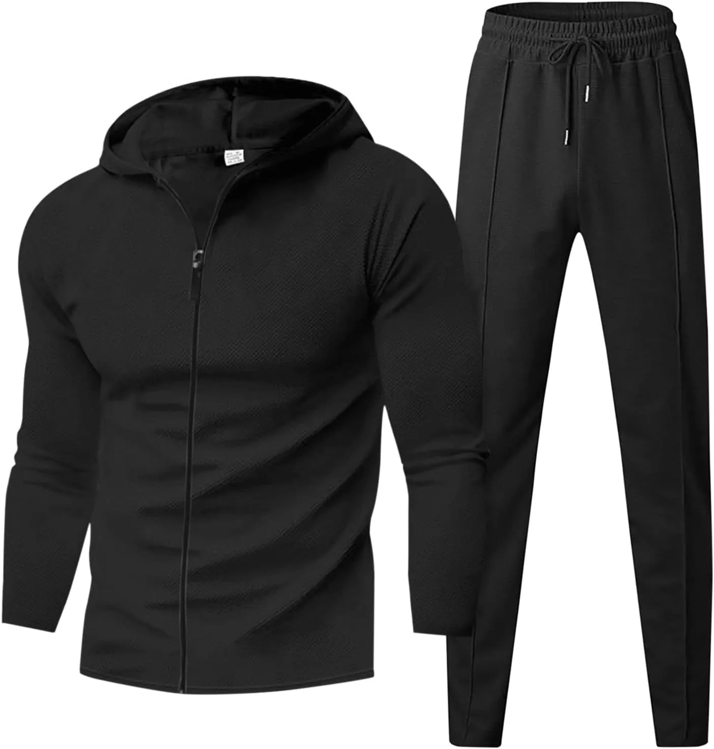 Men's Jogging Tracksuit Set 2024 Zipper Hooded Cardigan Solid Color Long Men's 2 Piece Tracksuit Polo Athletic