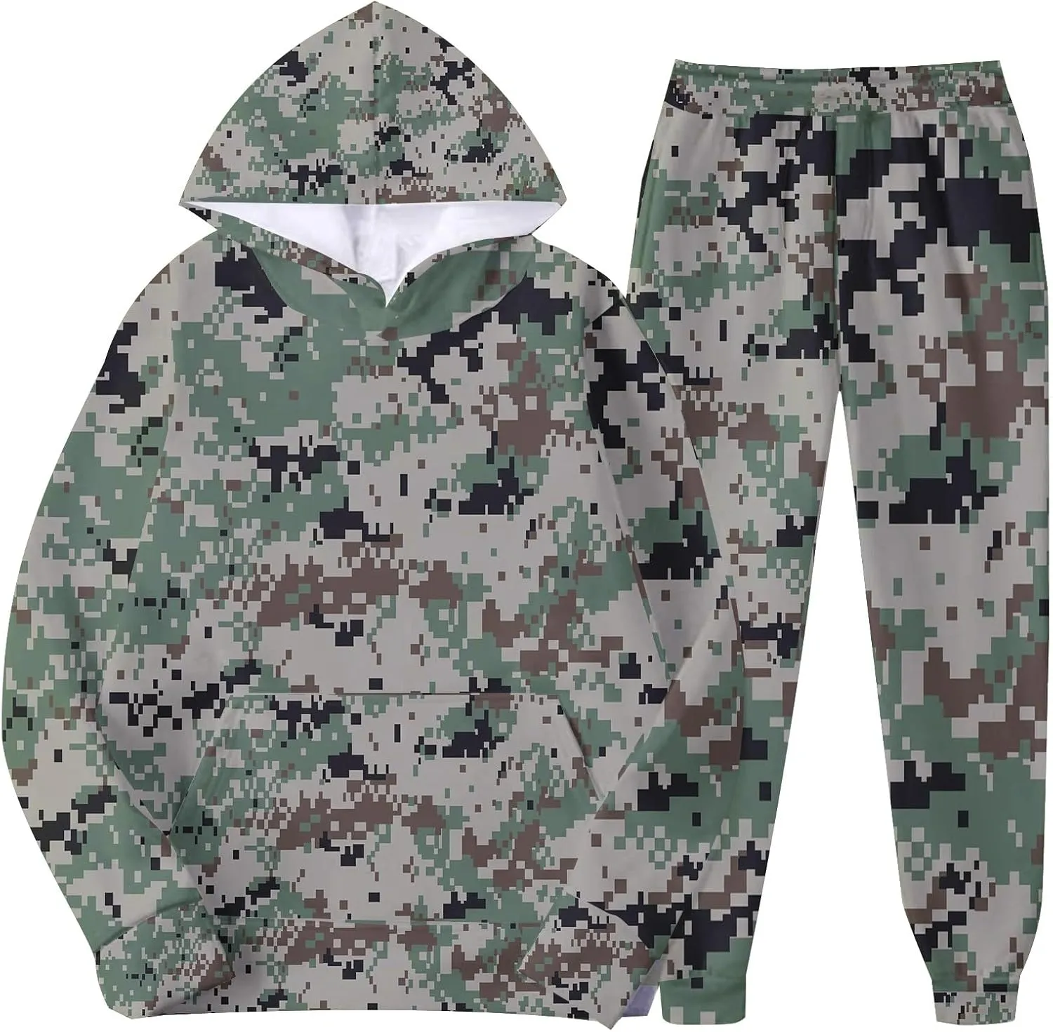 Men's Track Suits 2 Piece Set Active Print Sweatshirt and Sweatpants Suit Men's Casual Tracksuit Athletic Sweatsuits