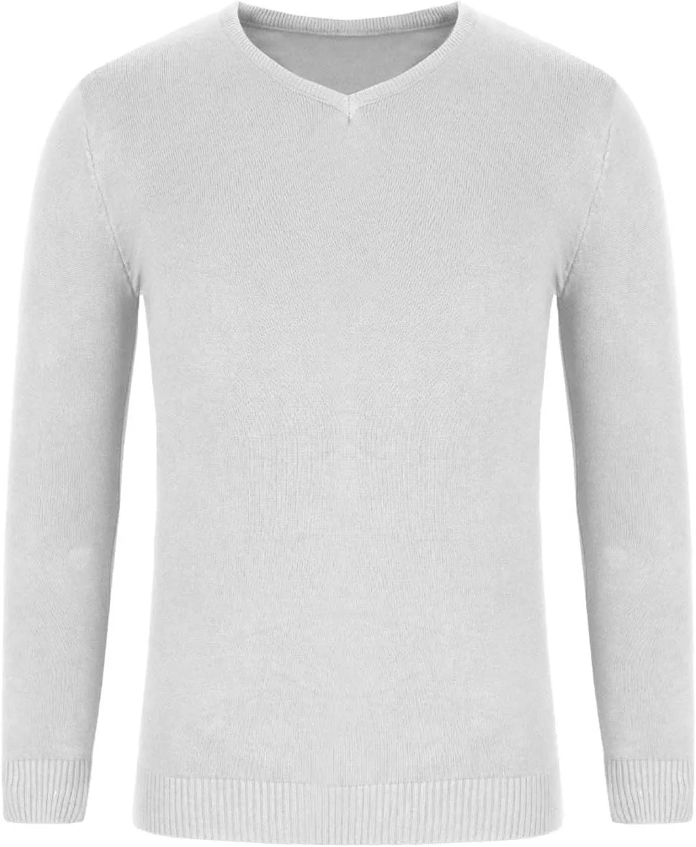 Mens V Neck Sweater Long Sleeve Pullover Tops Slim Fit Knitted Tops Lightweight Casual Fall Fashion Sweater 2024