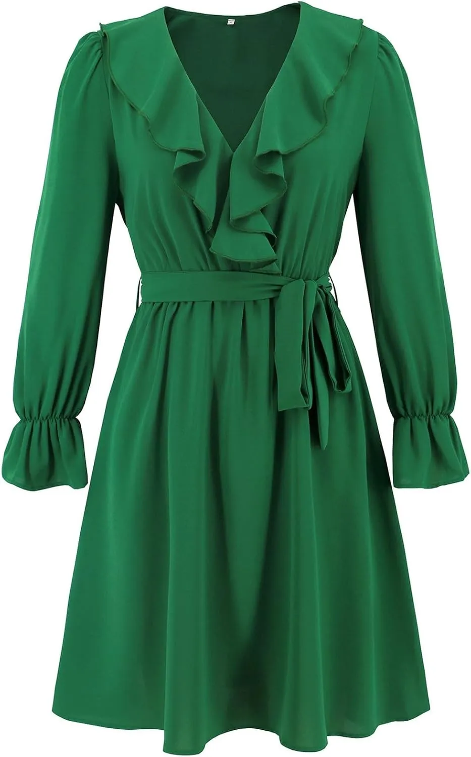 Mother of The Bride Dresses for Women Elegant Ruffle V Neck Long Sleeve Business Work Dresses Petite Church Outfits for Women