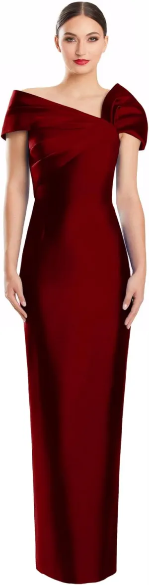 Off Shoulder Satin Formal Dresses Pleated Mermaid Evening Dresses Long Bridesmaid Dresses for Women EA001