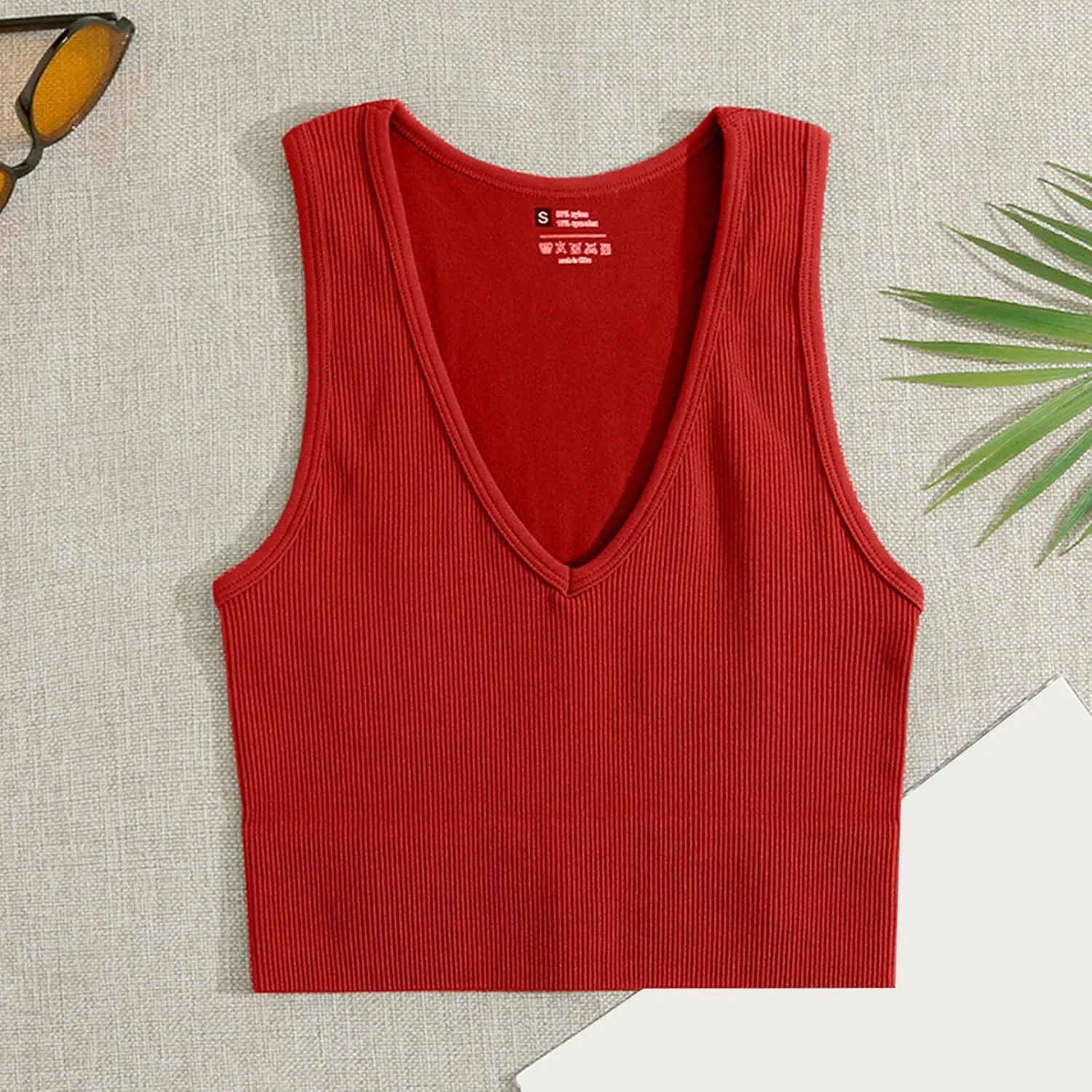 Oplxuo Womens Sexy Deep V-Neck Ribbed Tank Tops Cropped Slim Fit Y2K Going Out Sleeveless Shirts