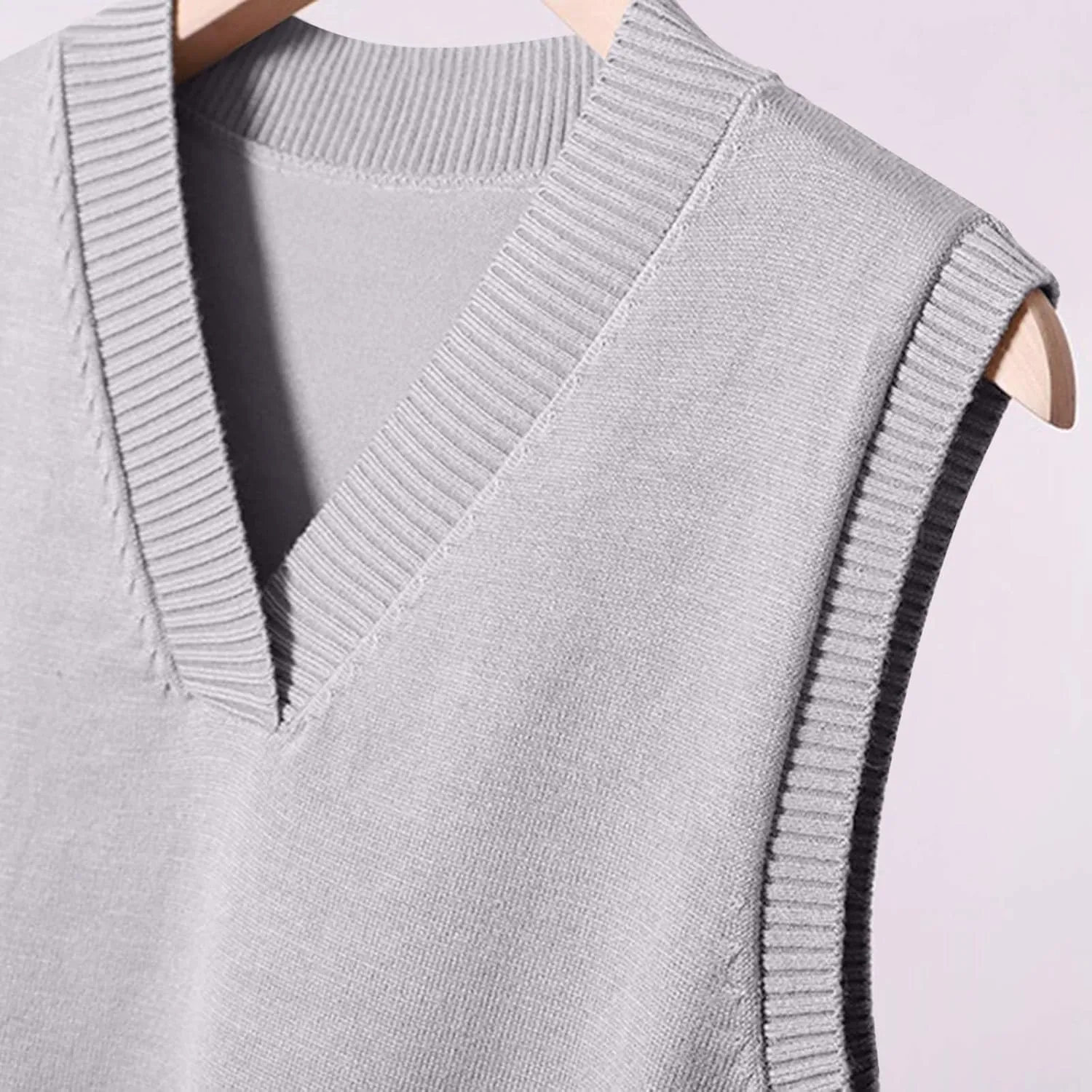 Oversized Sweater Vest for Women School Uniform Sleeveless V Neck Pullover Knitwear Tops Solid Tunic Tank Tops