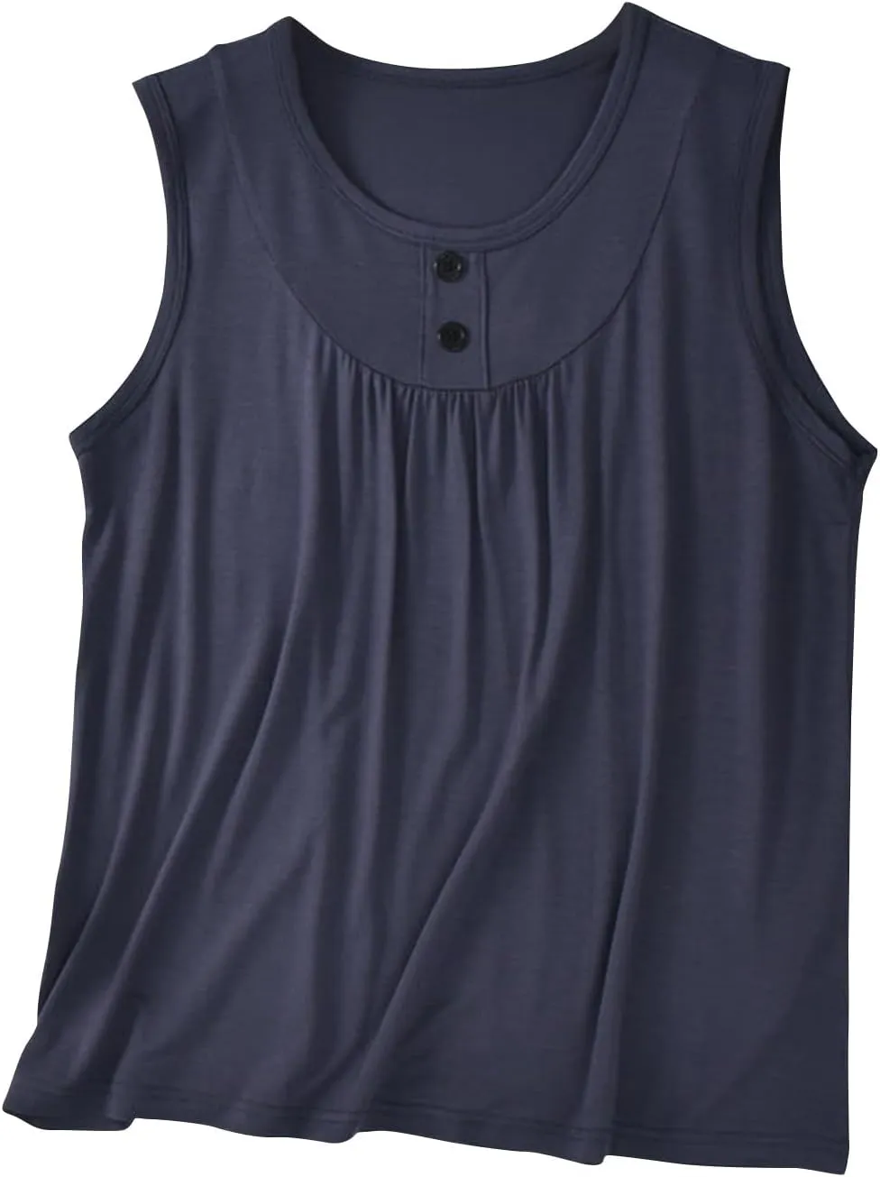 Palaver Tank Top for Women Summer Crweneck Sleeve Tunic Loose Fit Button Down Basic Shirts Soft Casual Blouse