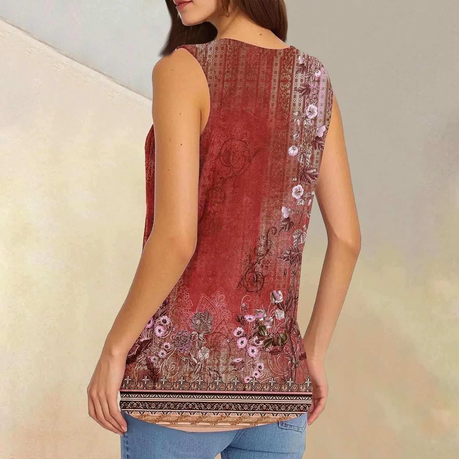 Palaver Tank Tops for Women Summer V Neck T Shirts Trendy Sleeveless Basic Tees Loose Fit 2025 Tunic
