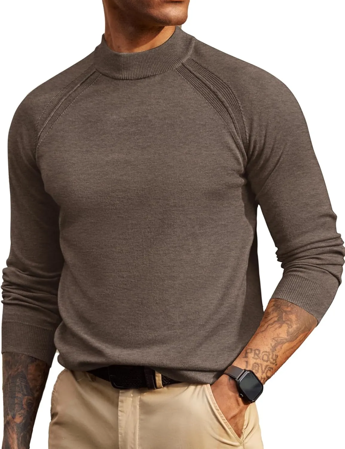 PJ PAUL JONES Men Sweaters Mockneck Turtlenecks Raglan Sleeve Pullover Sweater