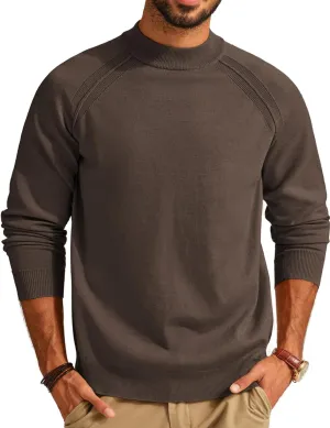 PJ PAUL JONES Men Sweaters Mockneck Turtlenecks Raglan Sleeve Pullover Sweater