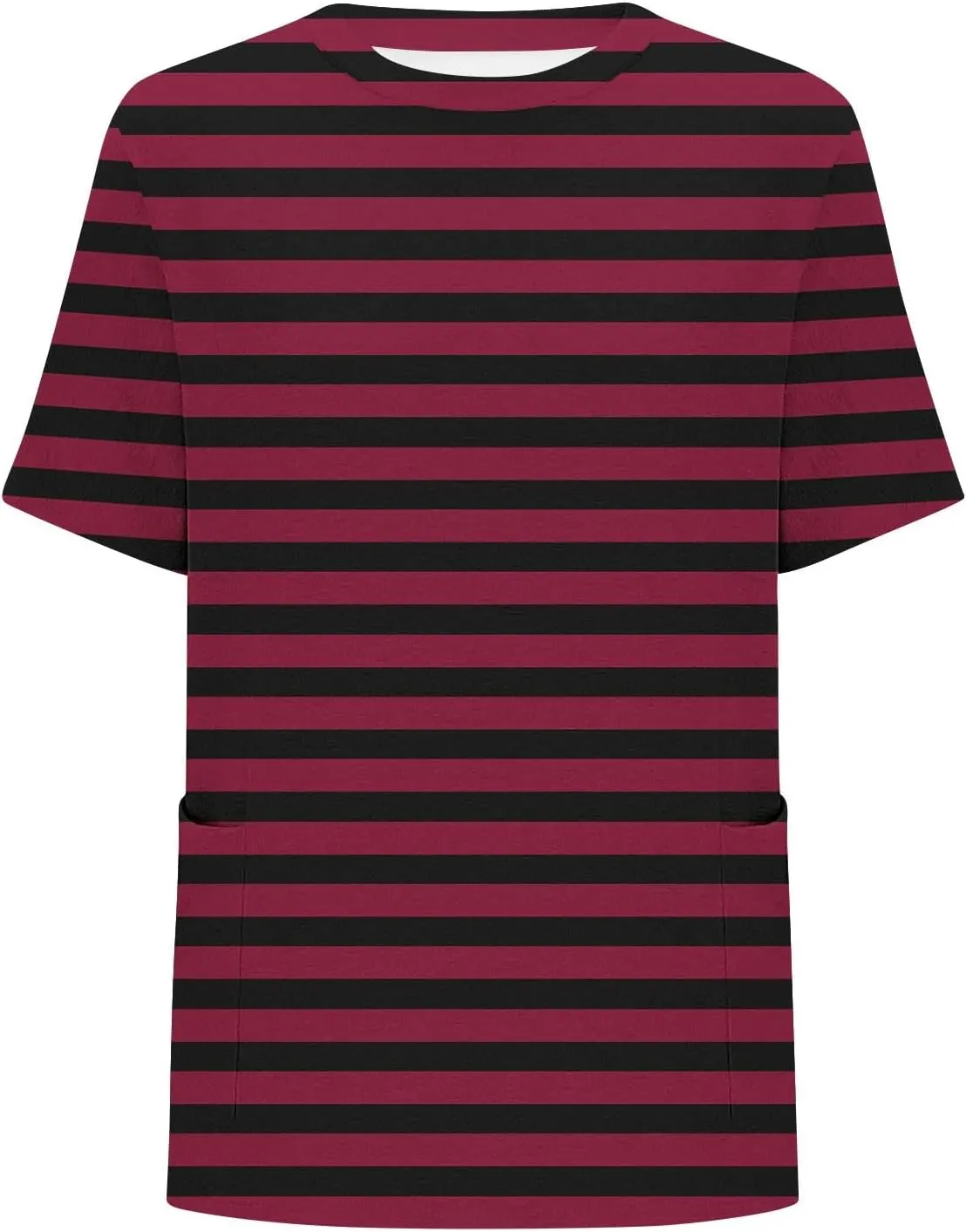 Plus Size Striped Tunic Tops for Women Summer Short Sleeve Crewneck Oversized T Shirt Fashion Cozy Casual Blouse with Pockets