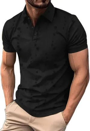 Polo Shirts for Men Vintage Ripped Destroyed Hipster Pique Golf Shirt Performance Dry Fit Athletic Gym Workout Tee Top