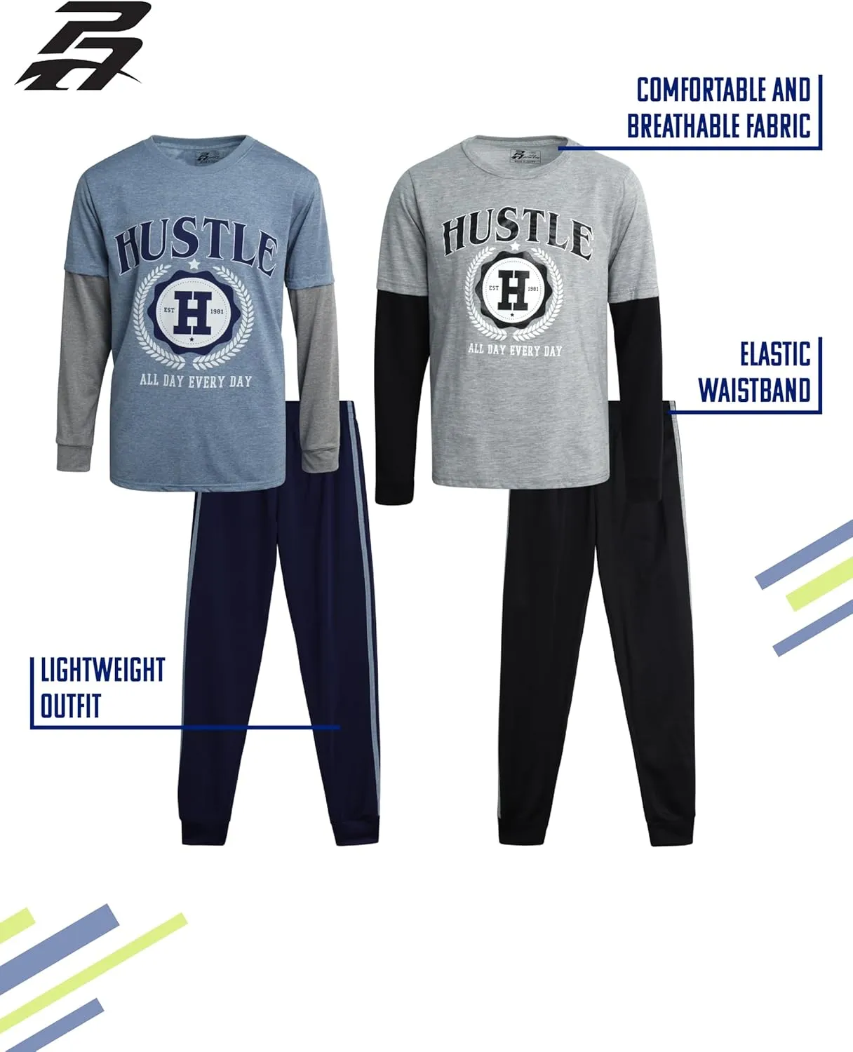 Pro Athlete Boys Tracksuit Set - 4 Piece Athletic Graphic Tee and Tricot Joggers Sweatpants, Boys' Activewear Set (Size 8-16)