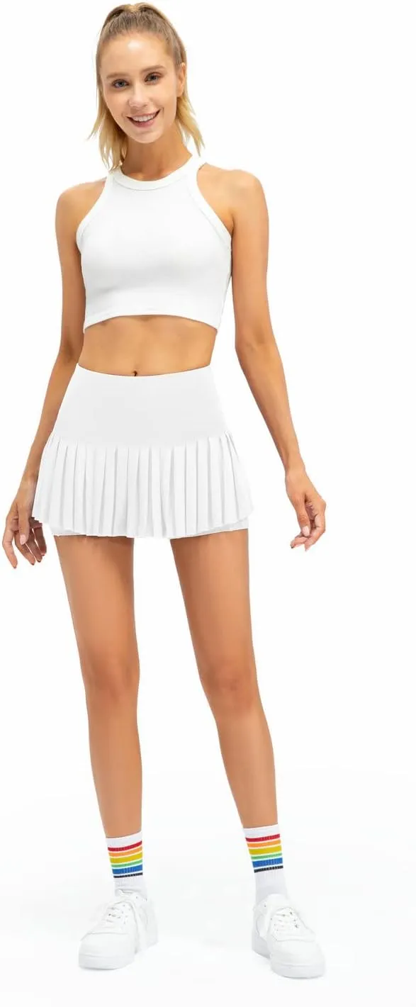 Raroauf Womens Pleated Tennis Skirts with Shorts High Waisted Mini Skirt Golf Skort Athletic Skirts Workout Pickball