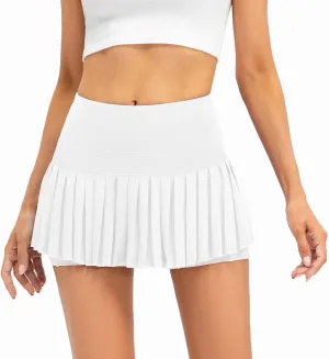 Raroauf Womens Pleated Tennis Skirts with Shorts High Waisted Mini Skirt Golf Skort Athletic Skirts Workout Pickball