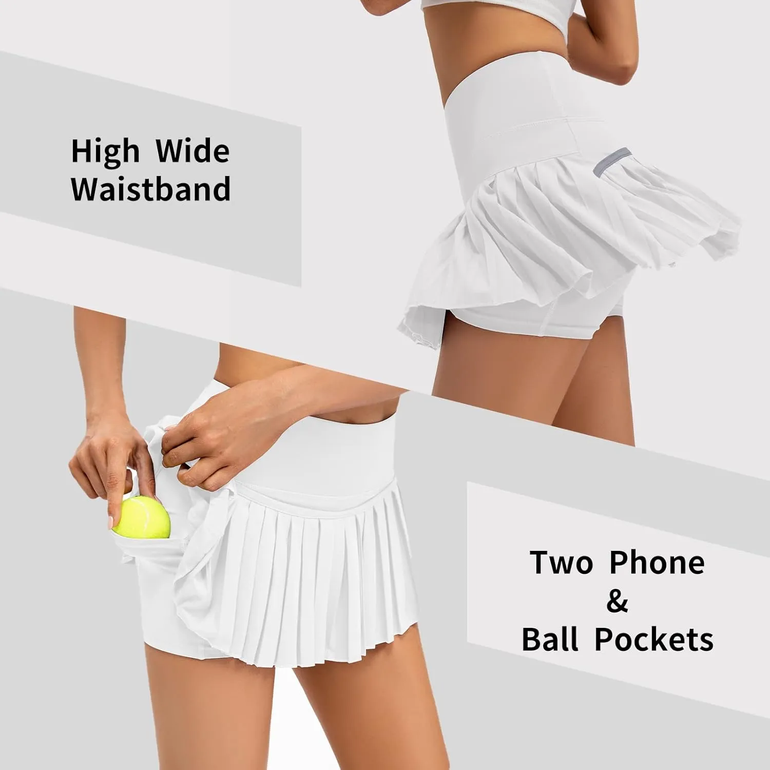 Raroauf Womens Pleated Tennis Skirts with Shorts High Waisted Mini Skirt Golf Skort Athletic Skirts Workout Pickball