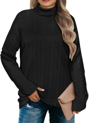 RITERA Plus Size Womens Tops Cable Knit Sweaters Casual Long Sleeve Lightweight Pullover Sweater Tops XL-5XL