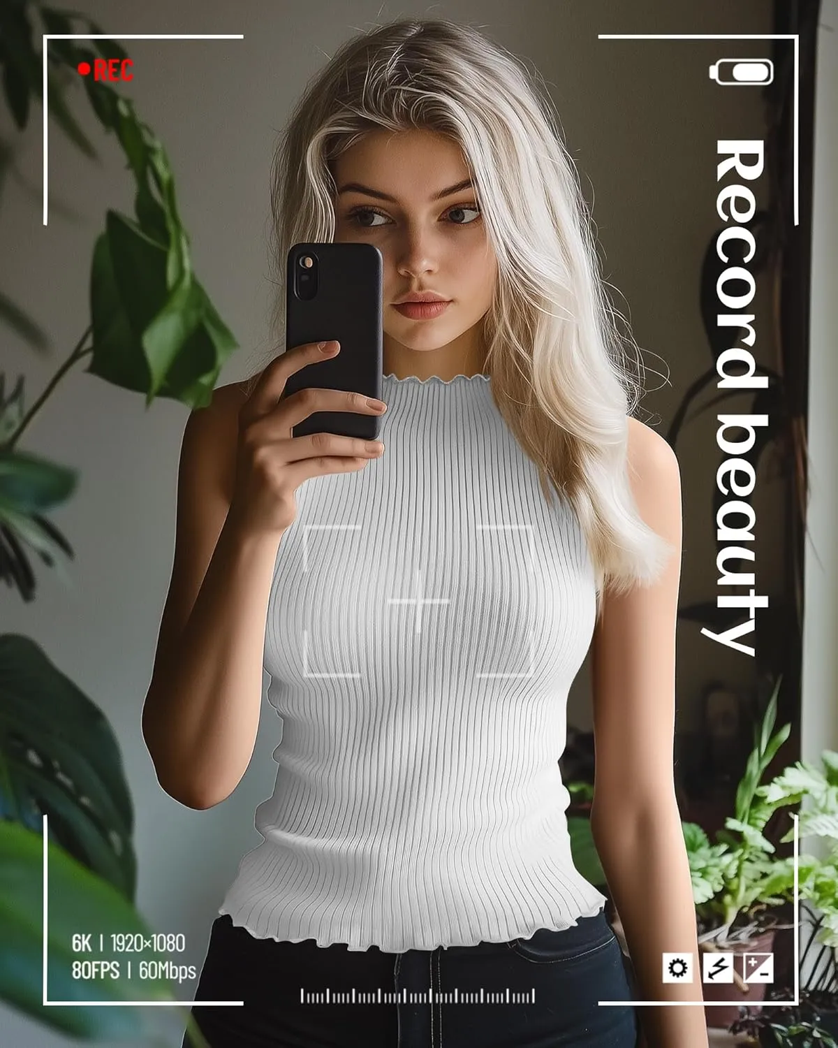 Riyiper 3 Pack Women's Sleeveless Mock Turtlenecks Shirts Lettuce Trim Ribbed Knit Slim Summer Casual Tank Tops Basic Tees