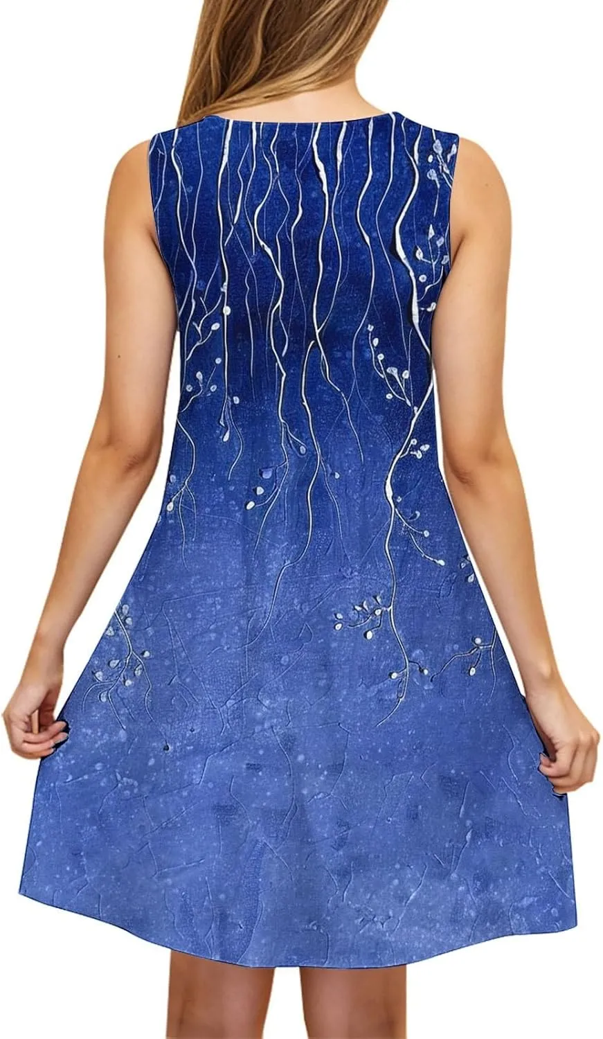 Sleeveless Beach Dresses for Women Trendy Swimsuit Cover Ups Vacation Dresses Swing Mini Dress Flowy Dresses