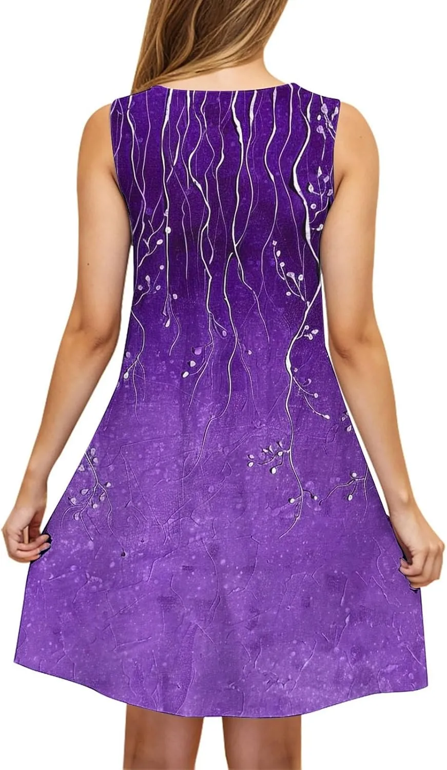 Sleeveless Beach Dresses for Women Trendy Swimsuit Cover Ups Vacation Dresses Swing Mini Dress Flowy Dresses