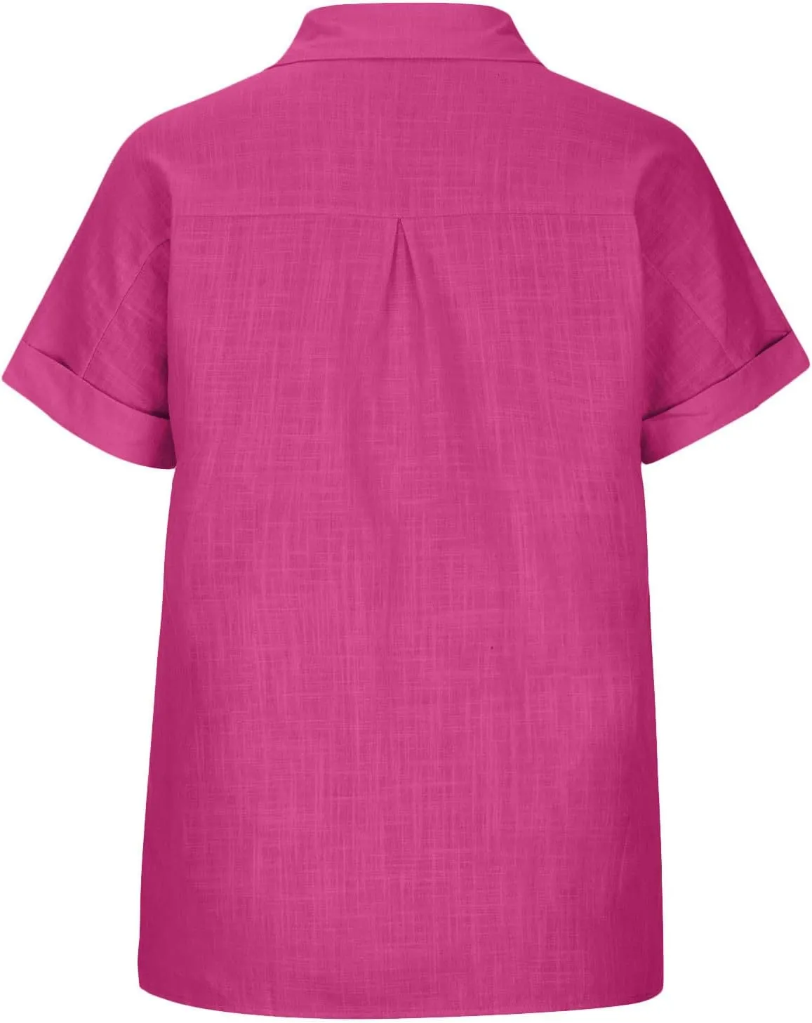 SMIDOW Shirts for Women Trendy Summer 2023 Button Down Linen Tops Plus Size Short Sleeve Collared t-Shirt Work Casual Blouse