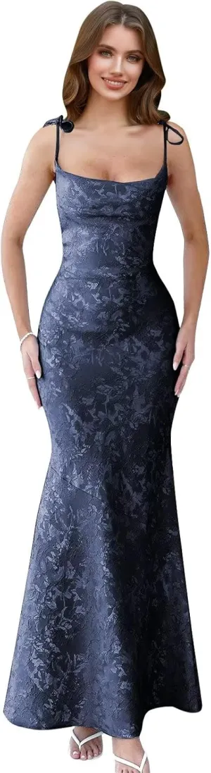 Spaghetti Straps Satin Prom Dresses 2024 Corset Evening Dresses for Women Mermaid Long Formal Dresses