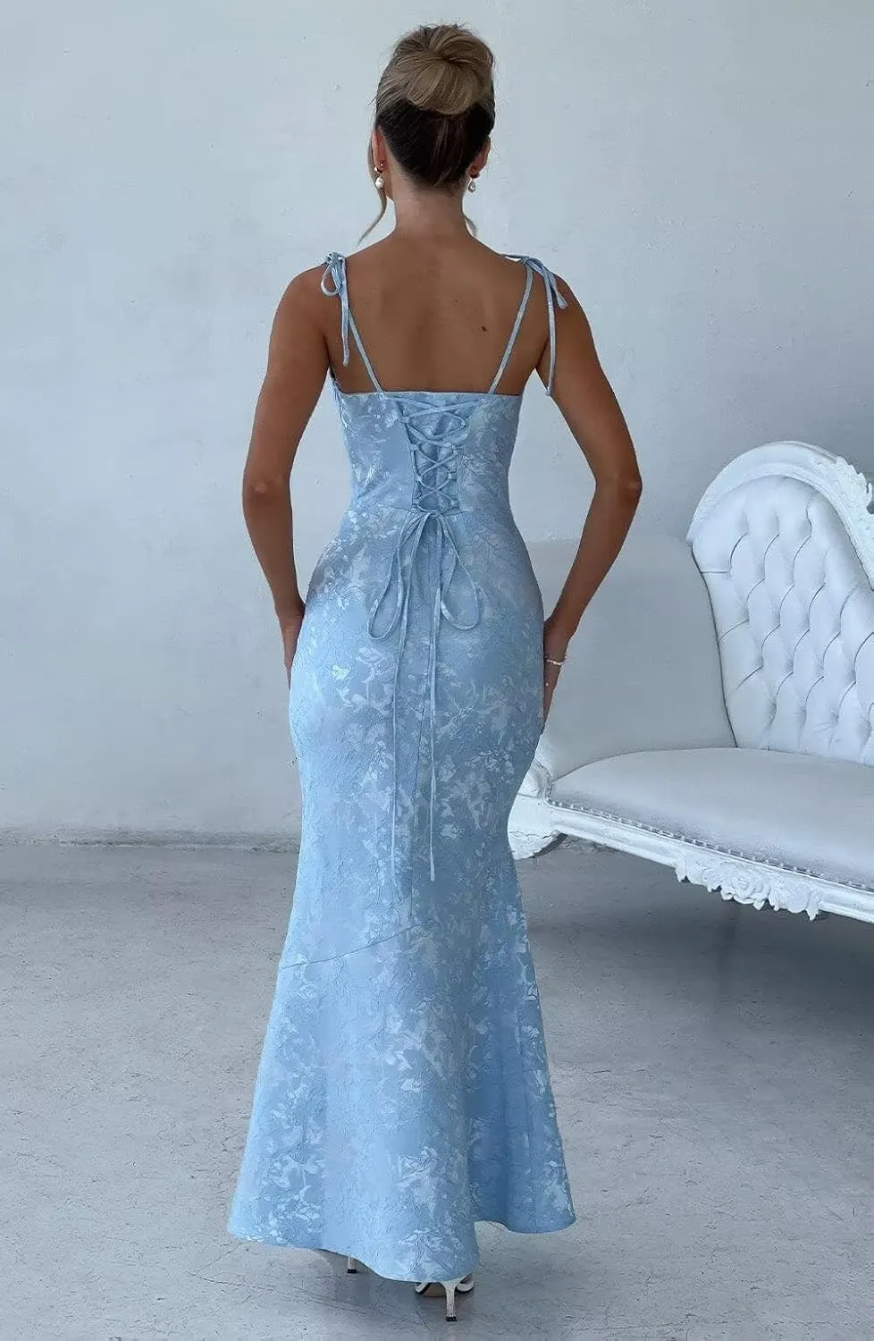 Spaghetti Straps Satin Prom Dresses 2024 Corset Evening Dresses for Women Mermaid Long Formal Dresses