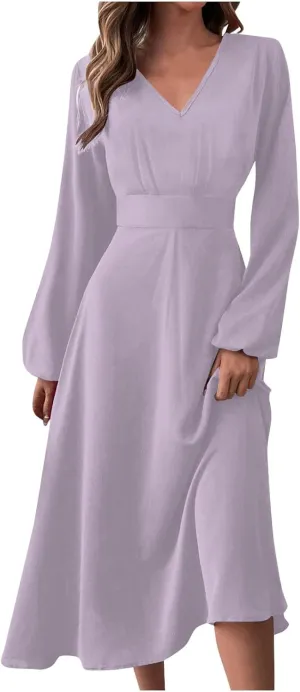 Spring Dresses for Women 2024 New Years Eve V-Neck Long Sleeve Gradient Plus Size Dresses for Curvy Formal Trendy
