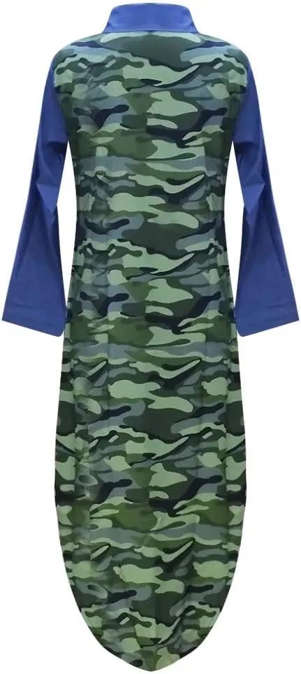 Spring Dresses for Women 2025,Womens Casual Graphic Long Sleeve Button Down Maxi Dress Side Slit Loose Shirt Dresses