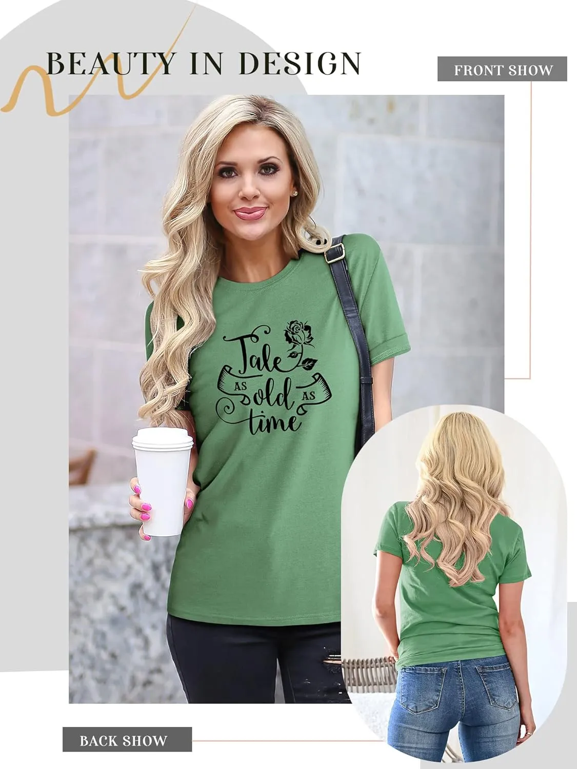 STYLEIE Women Tale As Old As Time Tee Tops Letter Print Graphic Tees Vintage Tanks Tops