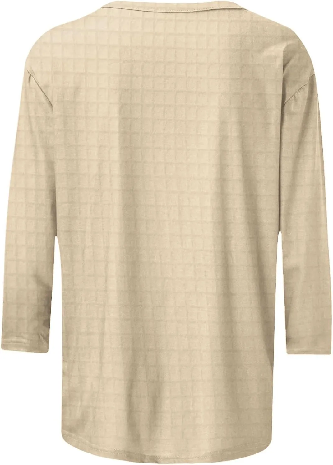Summer 3/4 Sleeve Casual Tee Tops for Women Dressy Waffle Knit Crewneck Shirts Fashion Loose Fit Solid Blouses