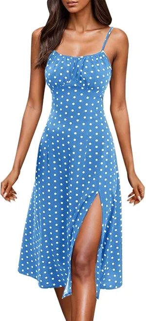 Summer Boho Floral Dress Casual Loose Sleeveless V Neck Tiered Ruffle Beach Maxi Sundress with Pockets