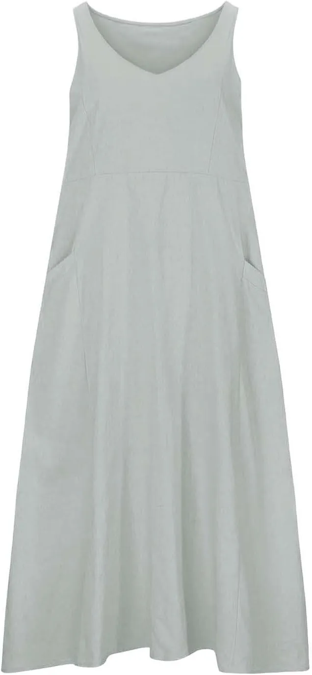 Summer Dresses for Women 2025 Women's Long Dress Sleeveless Beach Maxi Dresses Loose Fit Beach Sundresses with Pockets
