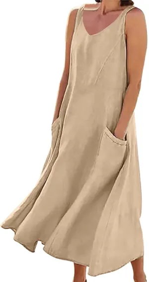 Summer Dresses for Women 2025 Women's Tank Dress Sleeveless Maxi Dresses Boho Beach Dress Sundresses Vacation Outfits