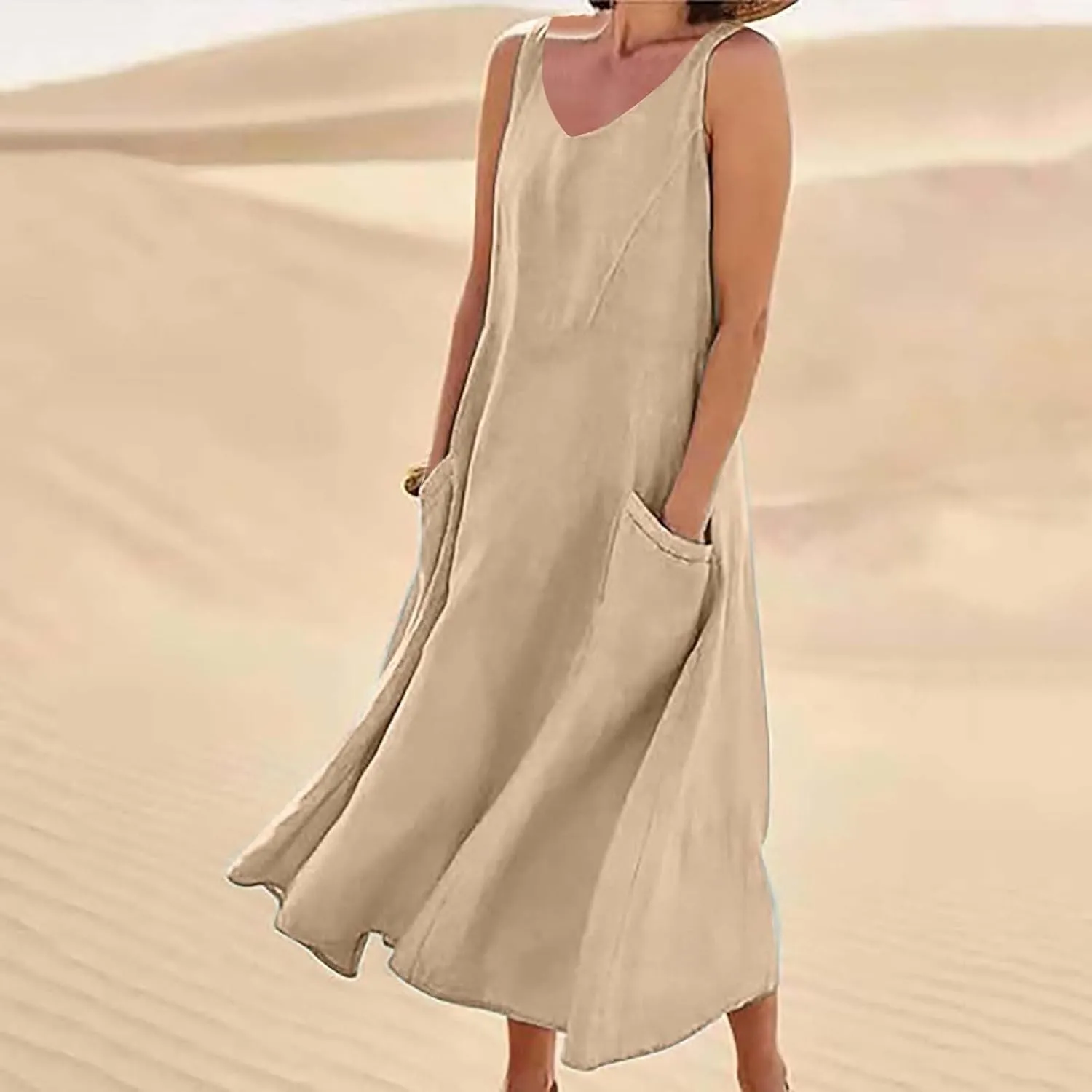 Summer Dresses for Women 2025 Women's Tank Dress Sleeveless Maxi Dresses Boho Beach Dress Sundresses Vacation Outfits