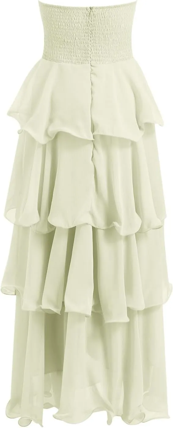 Summer Dresses for Women 2025,Women's Maxi Dress Off Shoulder Smocked Tiered Ruffle Flowy Dress Casual Beach Sundress