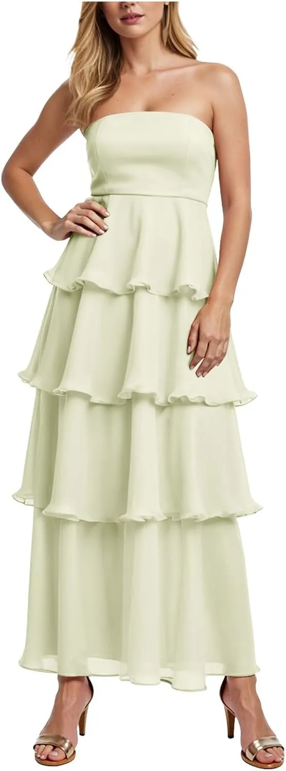 Summer Dresses for Women 2025,Women's Maxi Dress Off Shoulder Smocked Tiered Ruffle Flowy Dress Casual Beach Sundress